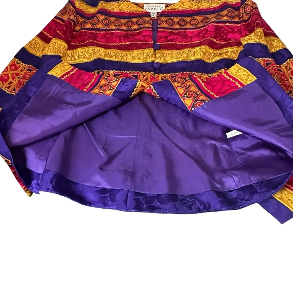 Adrianna Papell Blazer 8 Colorful Silk 90’s Vintage Jacket - Picture 8 of 9